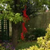 hanging monkeys garden sculpture - red