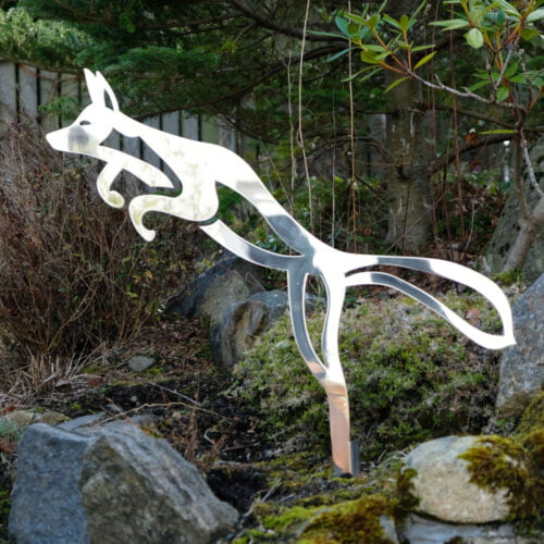 metal fox sculpture